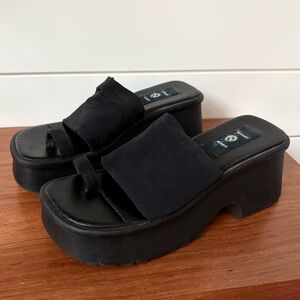 Vintage L.e.i Lei Women’s Black Platform Y2K 90s Chunky Platform Sandals 8 VTG